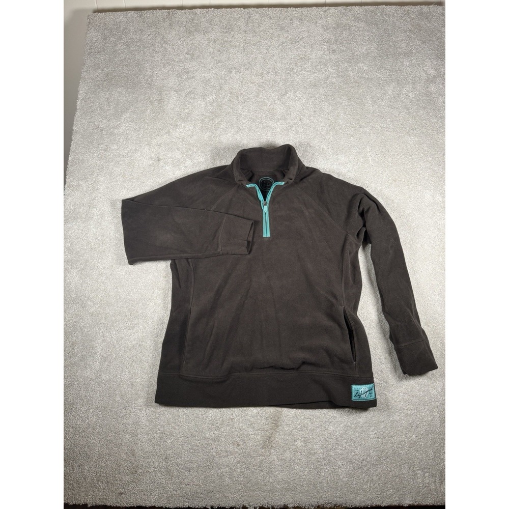 Life Is‎ Good Jacket Womens Large Brown 1/4 Zip Fleece Relaxed Fit Casual Cozy